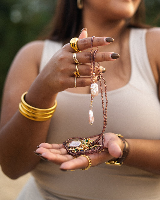 Pink Pearl Tie Necklace